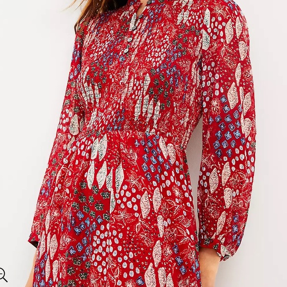 Ann Taylor Loft Red Paisley/Floral Maxi Dress size 00P - Picture 3 of 10